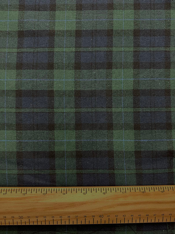 1 1/2 YD PC-Green Blackwatch Plaid Yarn Dyed Flannel Fabric - Image 2