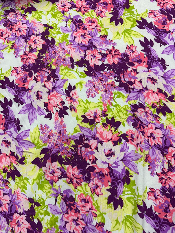 1 1/2 YD PC-Purple Multi Floral Print ITY Jersey Knit Fabric - Image 3