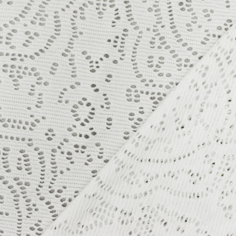 1 5/8 YD PC-Milk White Medallion Floral Stretch Nylon Crochet Knit Fabric - Image 3