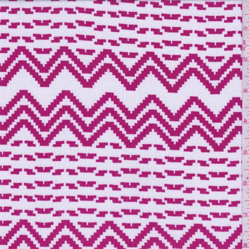1 YD PC-White/Red Pixelated Stripe Rayon Crepe Fabric