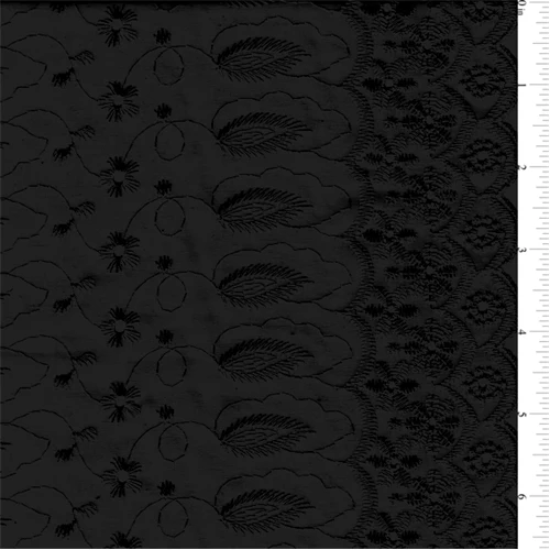 15 YD Bolt-Black Scalloped Eyelet Fabric