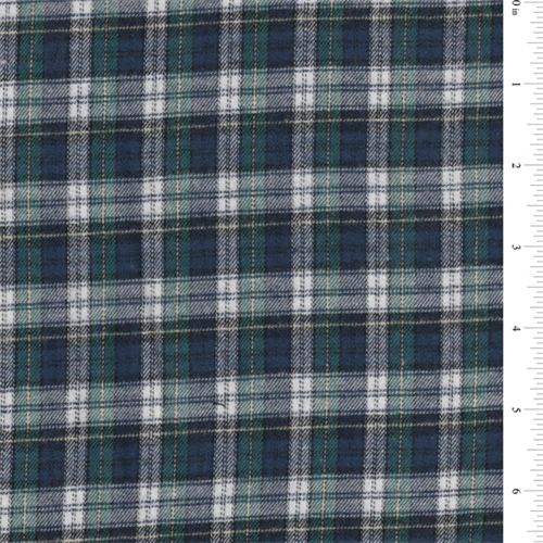 15 YD Bolt-Blue/Green Multi Plaid Flannel Fabric