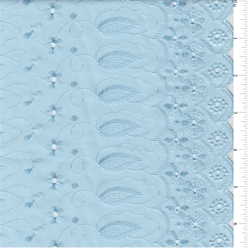 15 YD Bolt-Light Blue Scalloped Eyelet Fabric