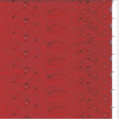 15 YD Bolt-Red Scalloped Eyelet Fabric