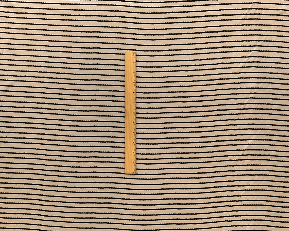 2 1/2 YD PC-Ecru-Black Stripe Silk Chiffon Designer Remnant Fabric - Image 2