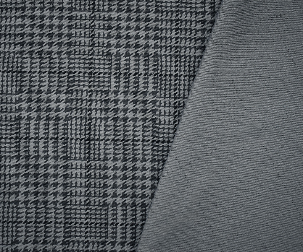 2 1/8 YD PC-Black-Gray Cotton Abstract Glen Plaid Print Stretch Twill Woven Fabric - Image 2
