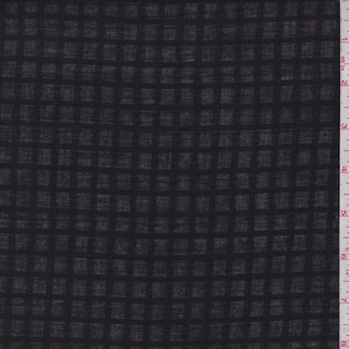 2 YD PC-Black Cotton Grid Plaid Lawn Woven Fabric