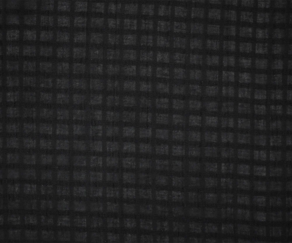 2 YD PC-Black Cotton Grid Plaid Lawn Woven Fabric - Image 4