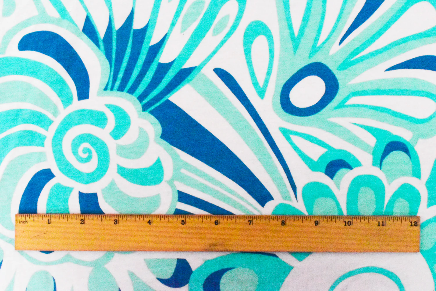 2 YD PC-Blue-White-Multi Abstract Shell Printed Rayon Jersey Knit Fabric - Image 4