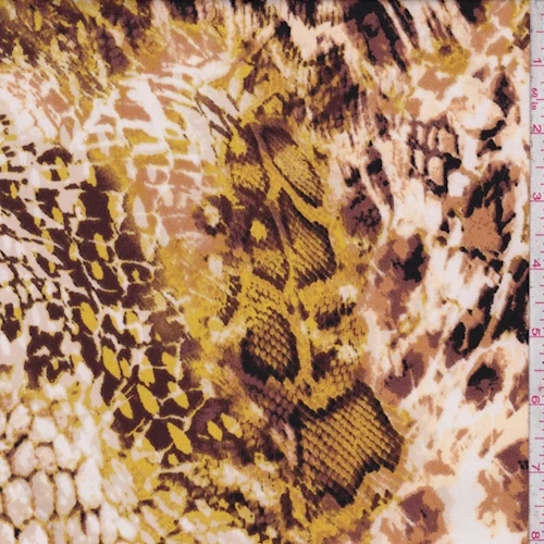 2 YD PC-ITY Camel/Gold Snakeskin Jersey Knit Fabric