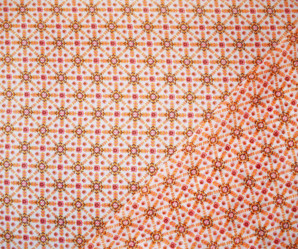 2 YD PC-Pink-White-Multi Poly Abstract Printed Chiffon Woven Fabric - Image 2