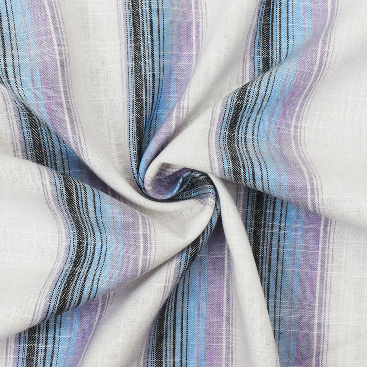 2 YD PC-Purple-Multi Famous Maker Striped Cotton Cross-Hatch Woven Shirting Fabric