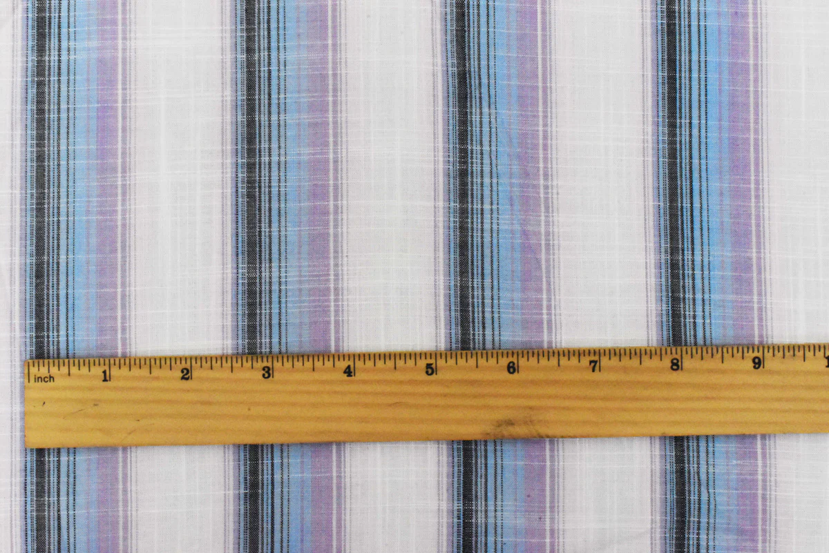 2 YD PC-Purple-Multi Famous Maker Striped Cotton Cross-Hatch Woven Shirting Fabric - Image 4