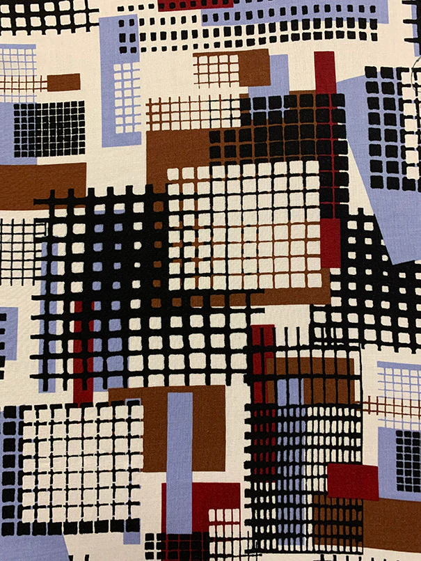 2 YD PC-Red and Black Abstract Print Rayon Challis Fabric - Image 2