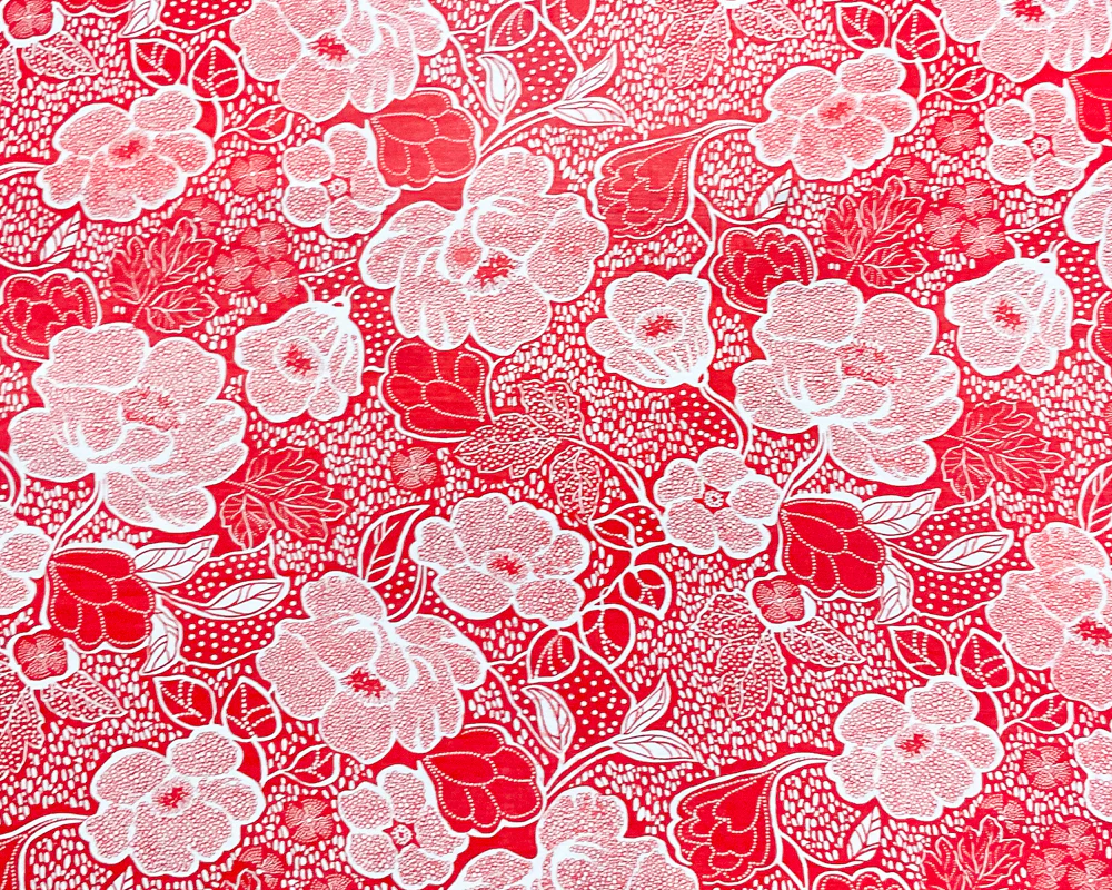 2 YD PC-Red-White Poly Floral Printed Chiffon Woven Fabric - Image 3