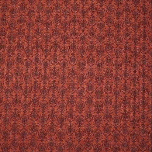 2 YD PC-Sunset Orange/Brown Floral Printed Textured Rib Knit Fabric