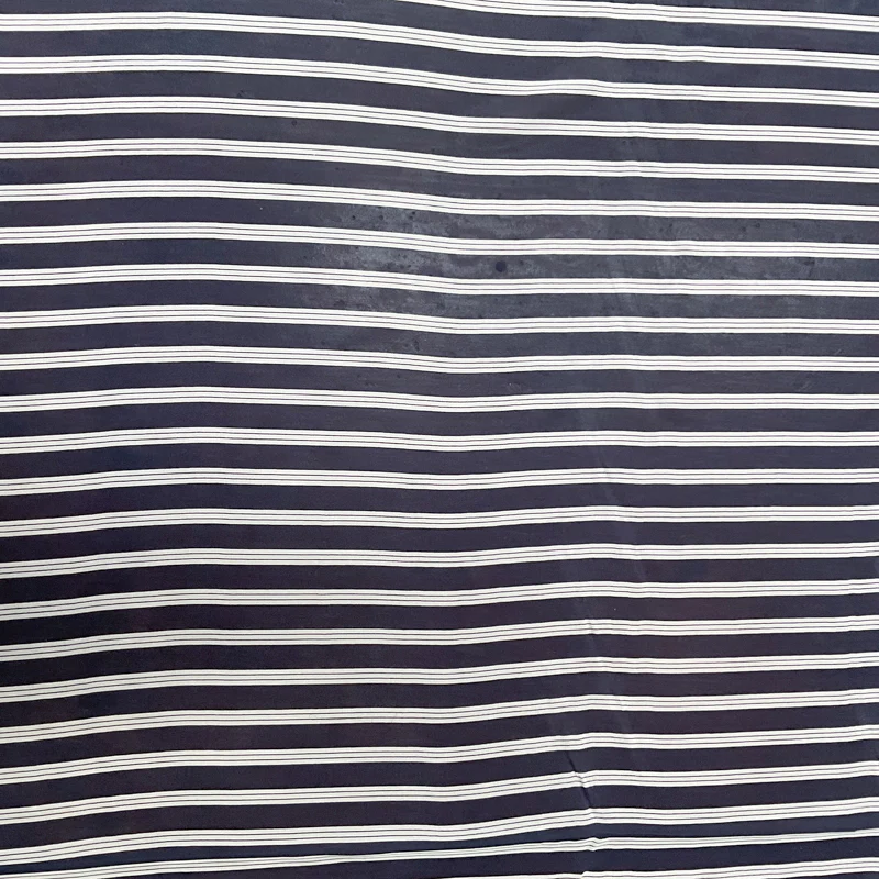 3 1/2 YD PC-Black-Ivory Double Stripe Silk Chiffon Designer Remnant Fabric