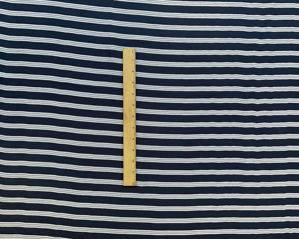 3 YD PC-Black-Ivory Double Stripe Silk Chiffon Designer Remnant Fabric - Image 2