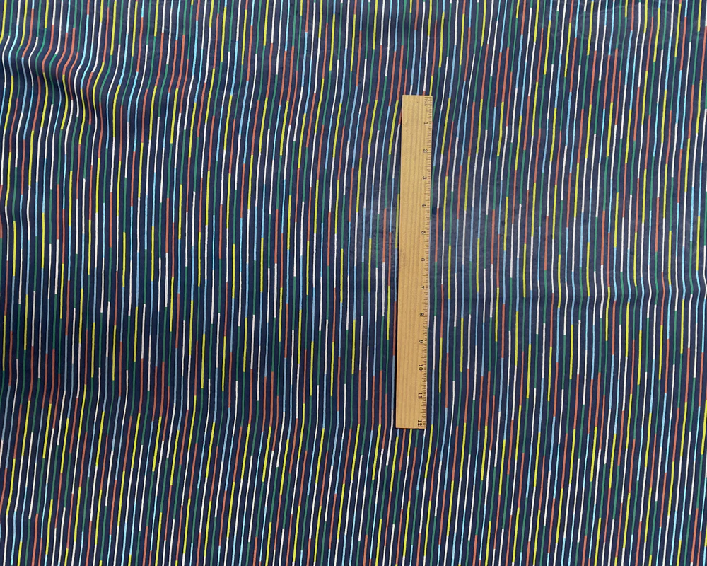 2 3/4 YD PC-Blue-Orange-Yellow-Green Variegated Stripe Silk Chiffon Designer Remnant Fabric - Image 2