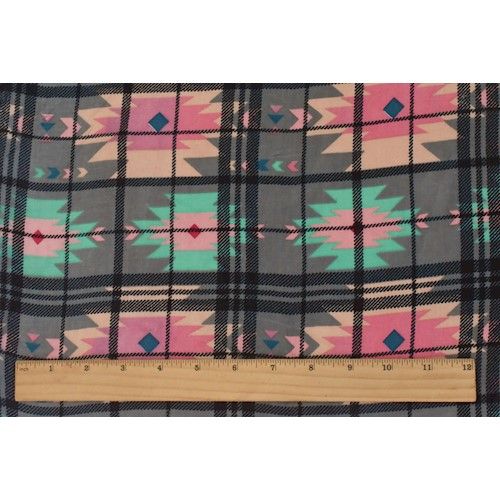 3 YD PC-Coral/Multi Tribal Printed Cotton Shirting Woven Fabric - Image 3