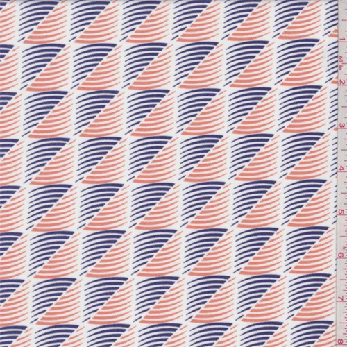 4 3/8 YD PC-Navy/Orange Cyclone Print Swimwear Fabric