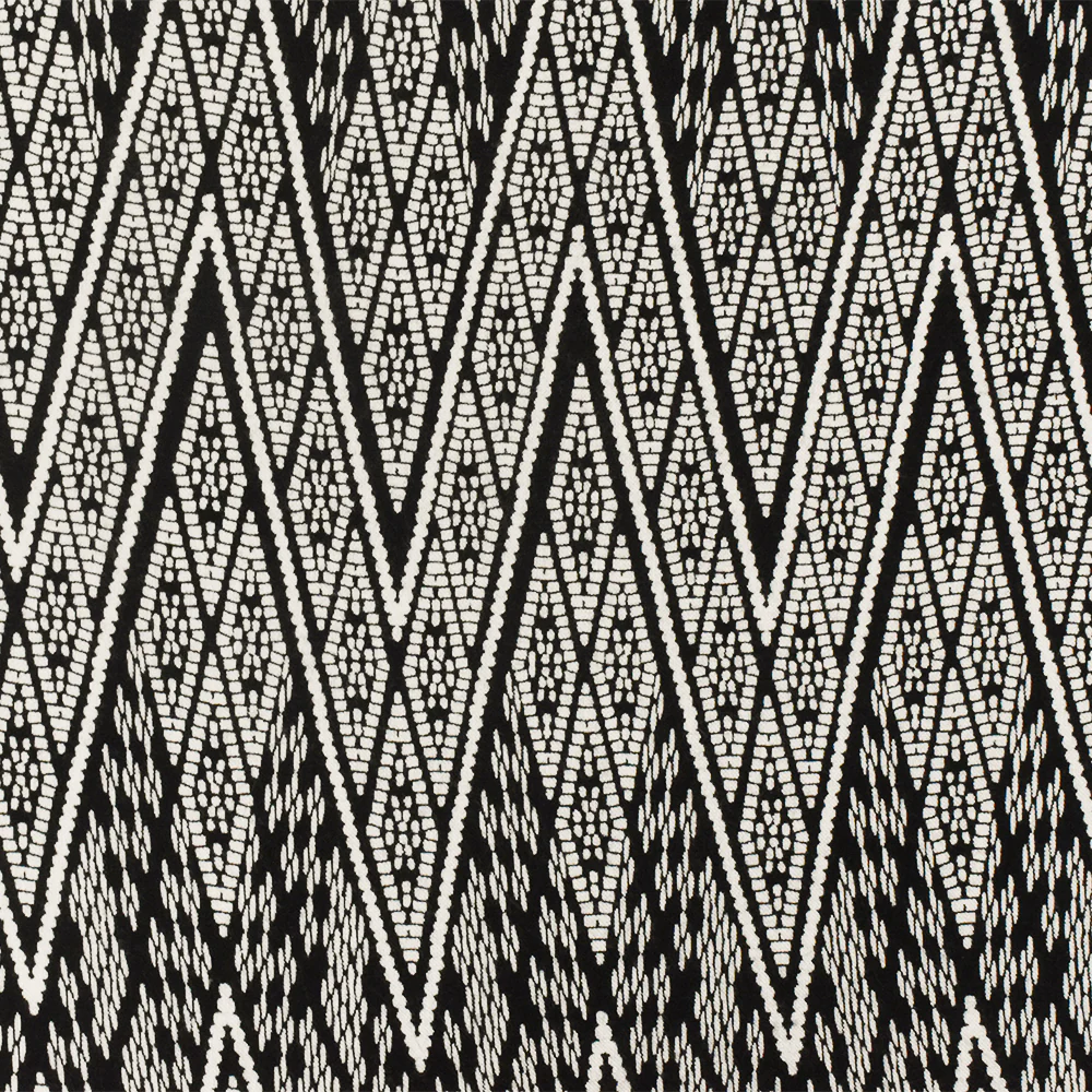 4 YD PC-Black-White Tribal Printed Rayon Challis Woven Fabric - Image 3