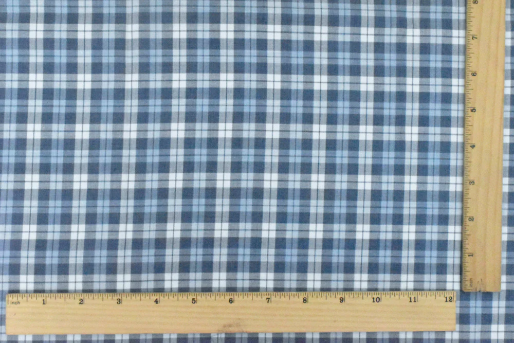 4 YD PC-Blue-Navy-White Plaid Cotton Twill Woven Fabric - Image 5