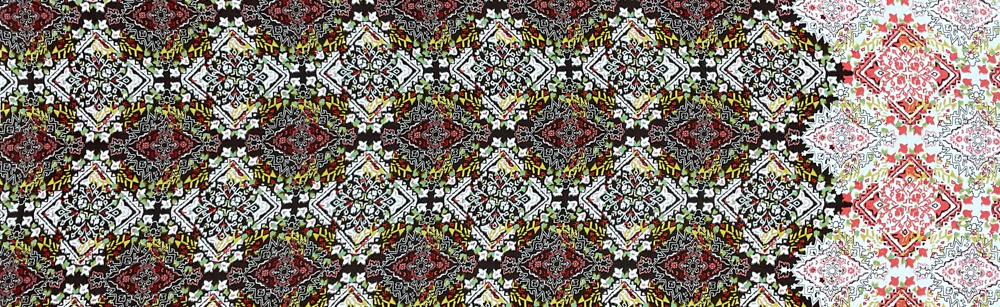 4 YD PC-Brown-White-Multi Poly Aztec Printed Crepe Momie Woven Fabric - Image 2