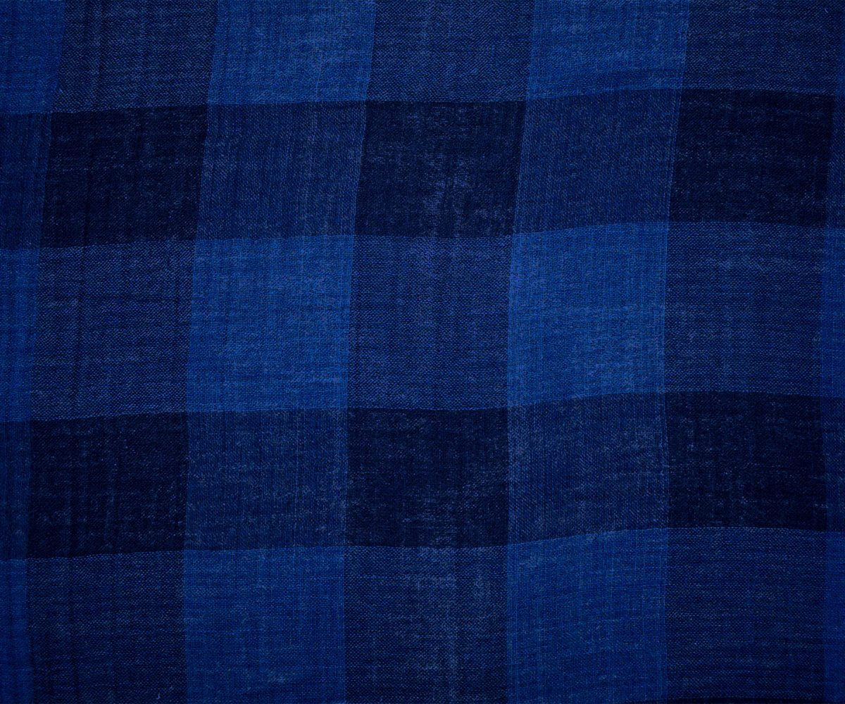 4 YD PC-Deep Navy-Blue Famous Maker Cotton Check-Plaid Double Gauze Woven Fabric - Image 4