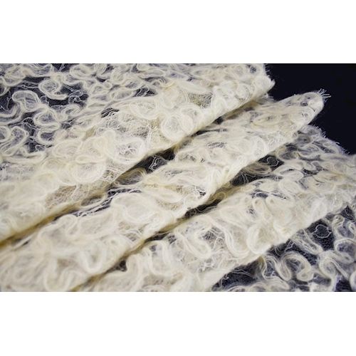 5.34 YD PC - Ivory Solstiss Mohair Wool French Lace Fabric - Image 3