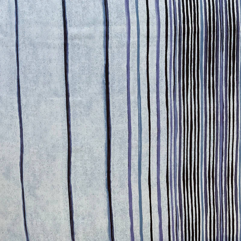 5 YD PC-Blue-Gray Multi Stripe Silk Chiffon Designer Remnant Fabric