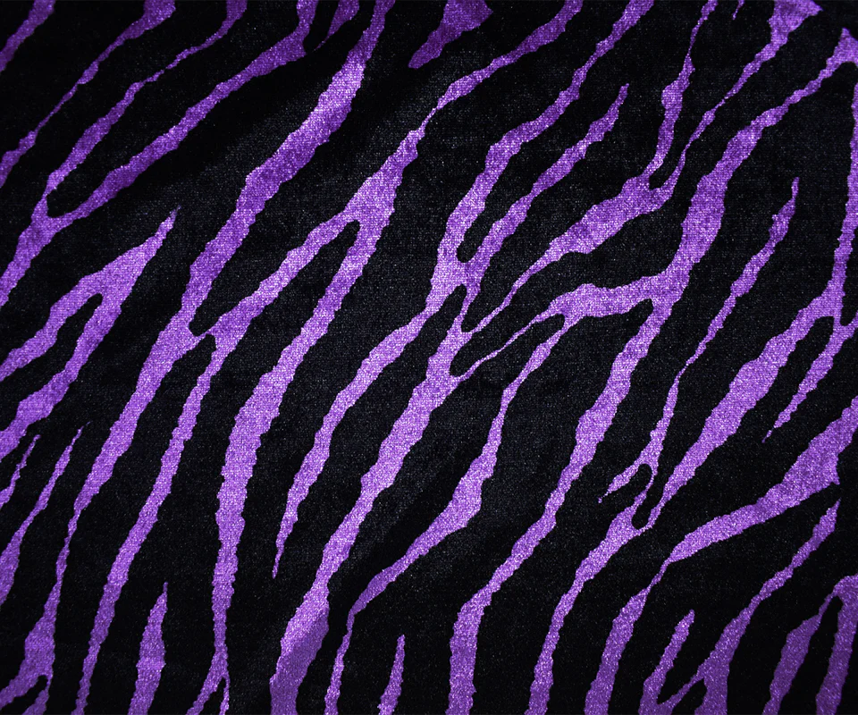 6 YD PC-Purple-Black Poly Stretch Spandex Zebra Printed Velvet Knit Fabric - Image 3
