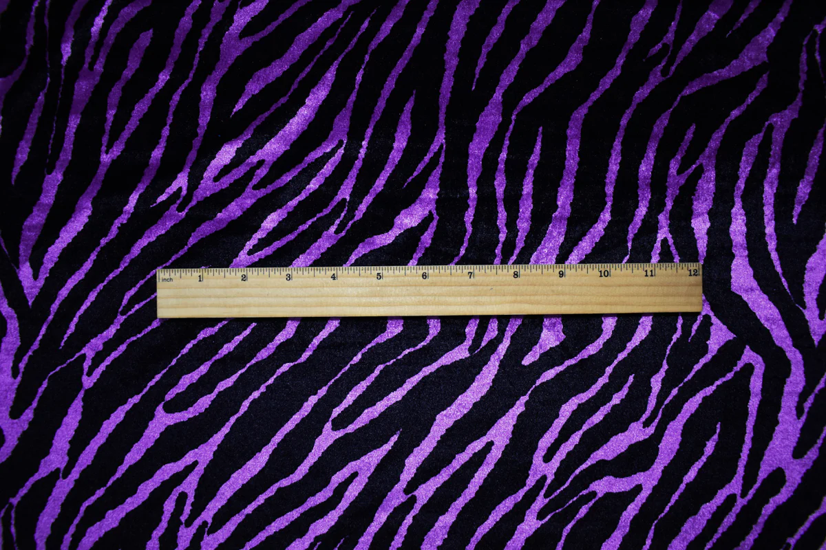 6 YD PC-Purple-Black Poly Stretch Spandex Zebra Printed Velvet Knit Fabric - Image 4