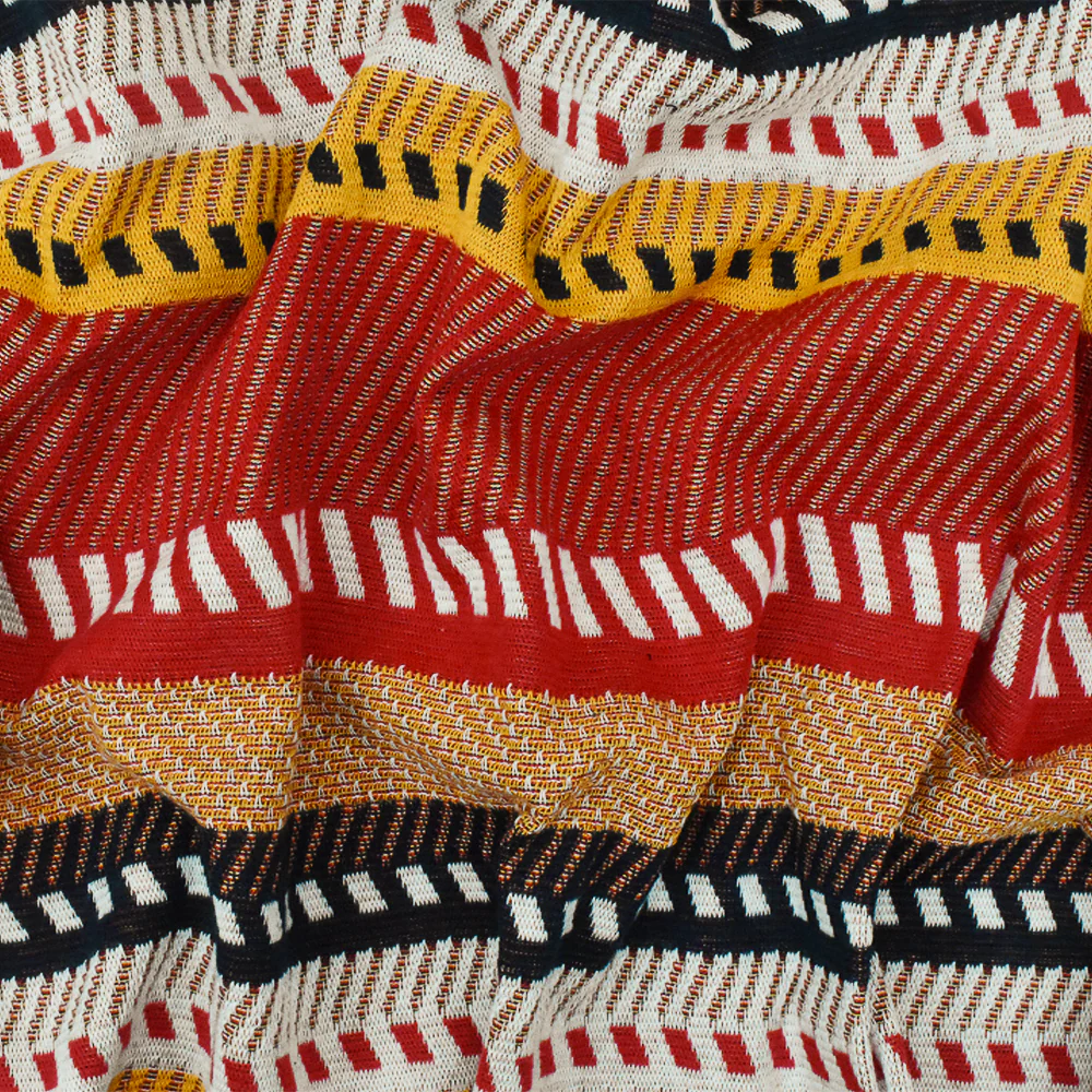 7 YD PC-Red-Yellow-Multi Diagonal Stripe Stretch Double Knit Fabric - Image 2