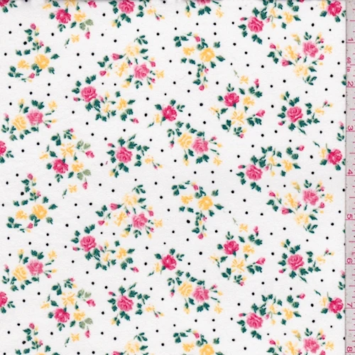 Alabaster Floral Pin Dot Double Brushed Jersey Knit Fabric