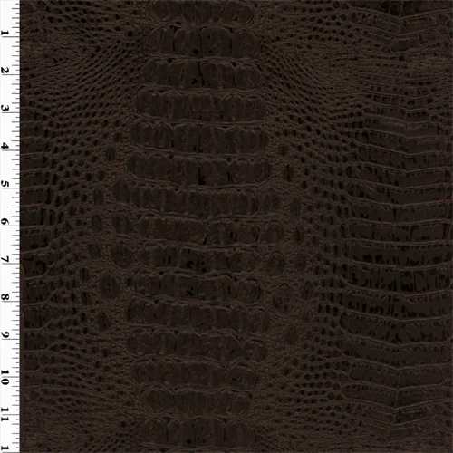 Alligator Faux Leather - Dark Brownwood Fabric