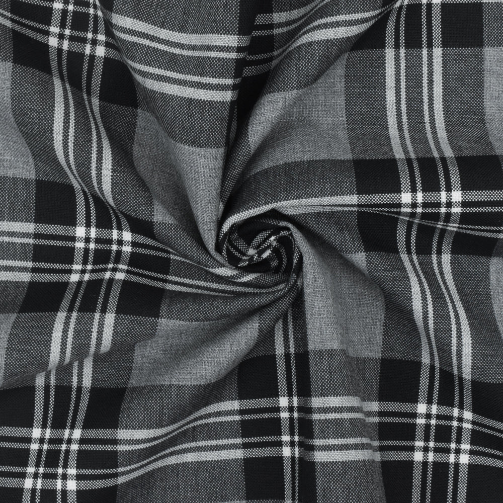 Ash Gray-Black-White Plaid Wool-Poly Woven Suiting Fabric - Image 2