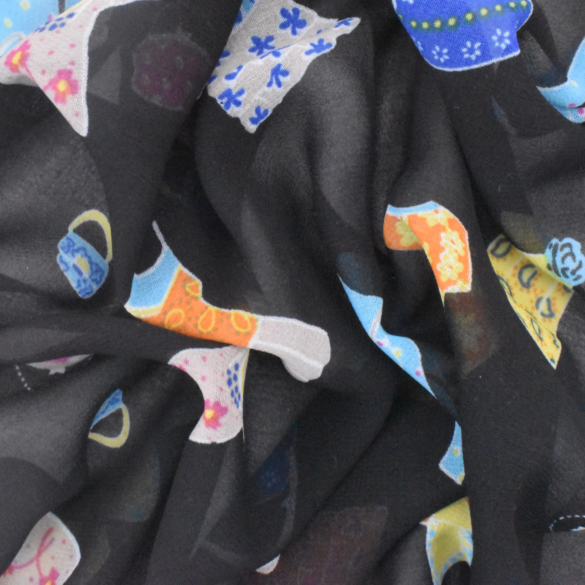 Basic Black-Multi Cartoon Apparel Printed Poly Chiffon Woven Fabric - Image 2
