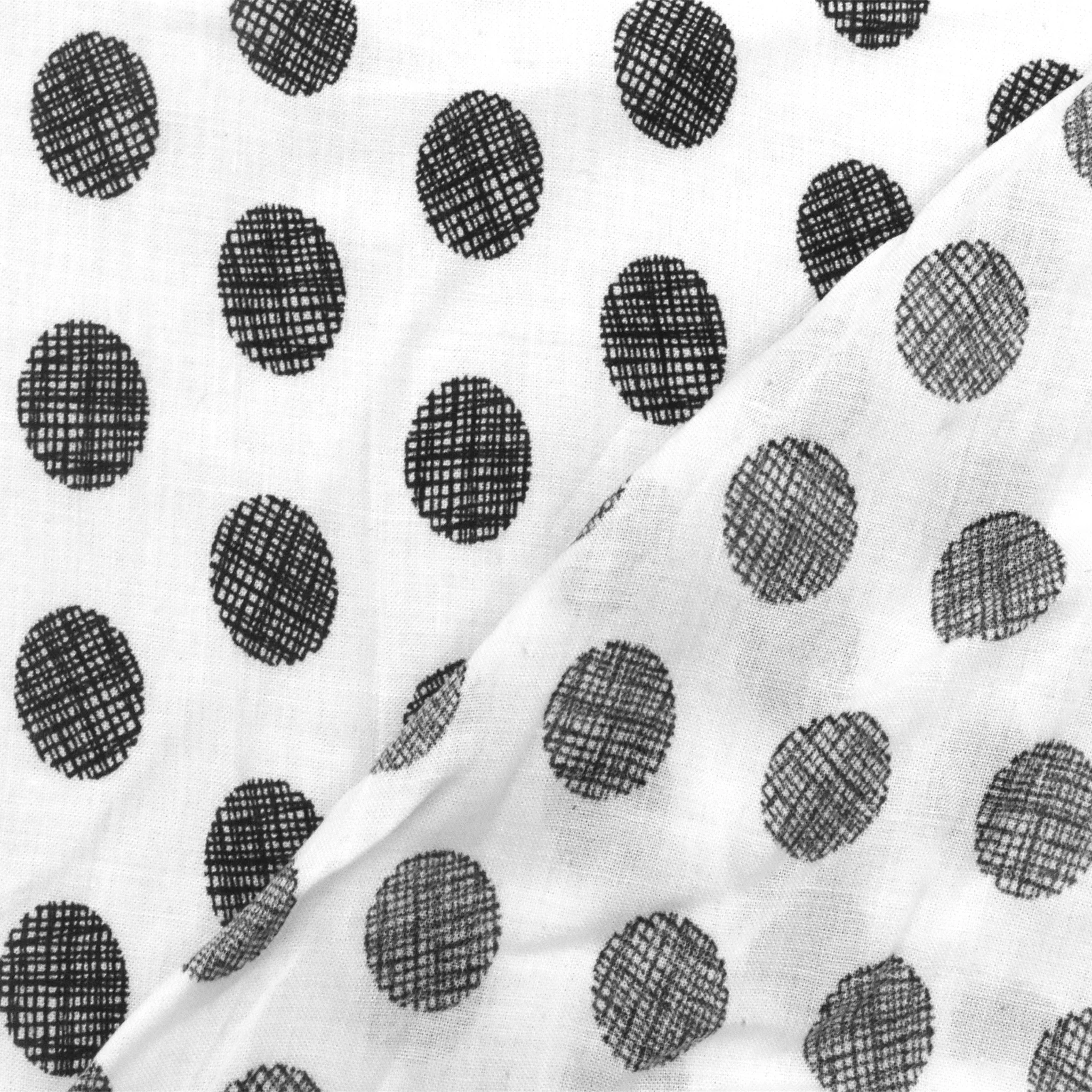 Basic White-Black Dot Printed Cotton Lawn Woven Fabric - Image 3