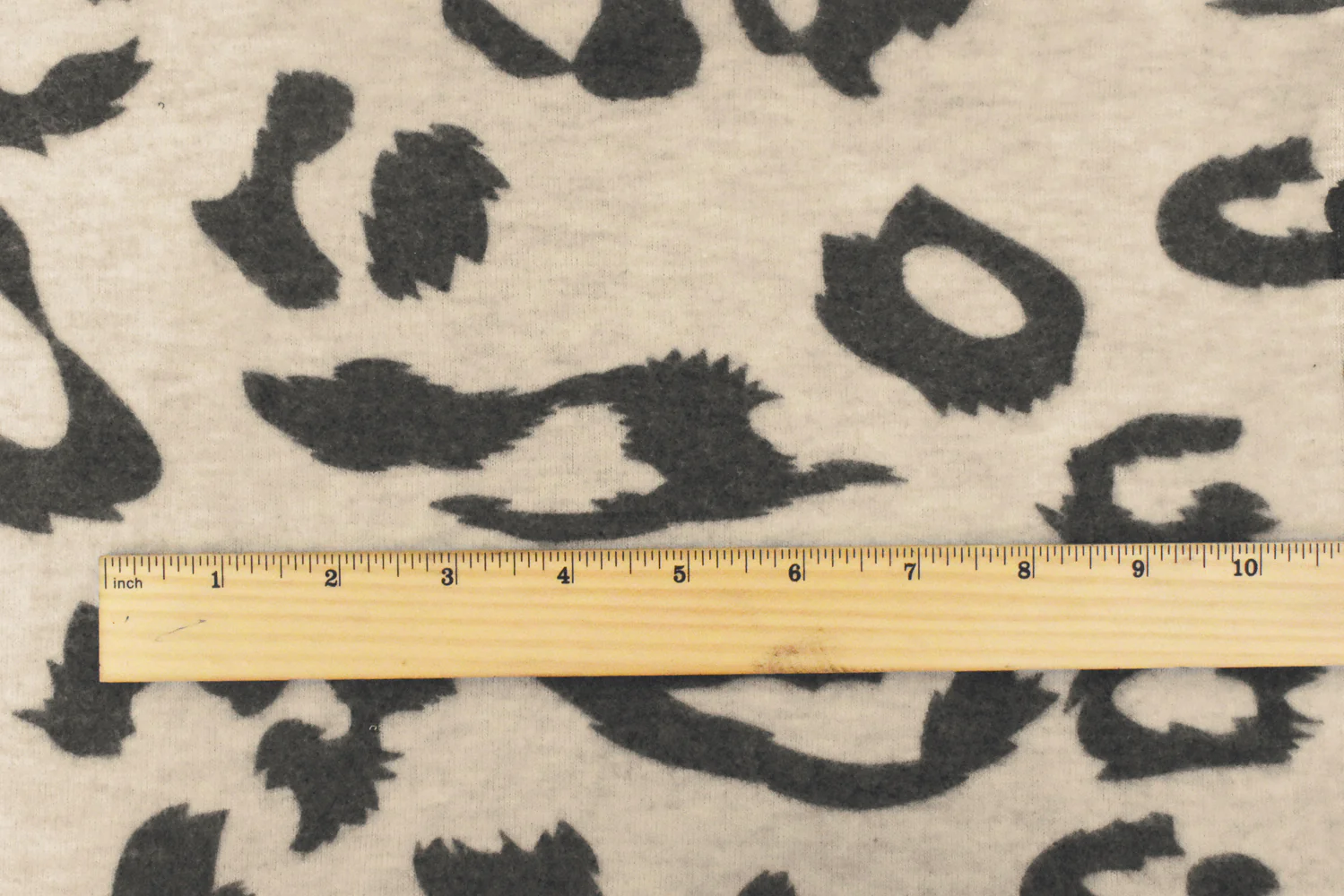 Beige-Gray Abstract Cheetah Printed Stretch Poly Brush Jersey Knit Fabric - Image 4