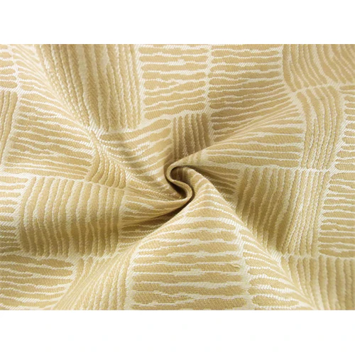 Beige/Ivory Linear Contemporary Jacquard Upholstery Fabric - Image 5