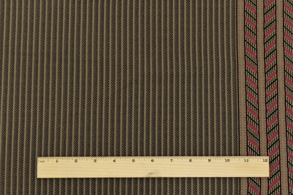 Beige-Multi Famous Maker Tribal Stripe Border Stretch Jacquard Knit Fabric - Image 5