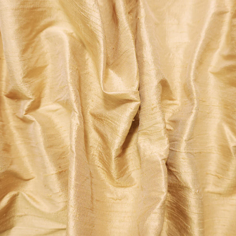 Beige Silk Slub Dupioni Woven Fabric