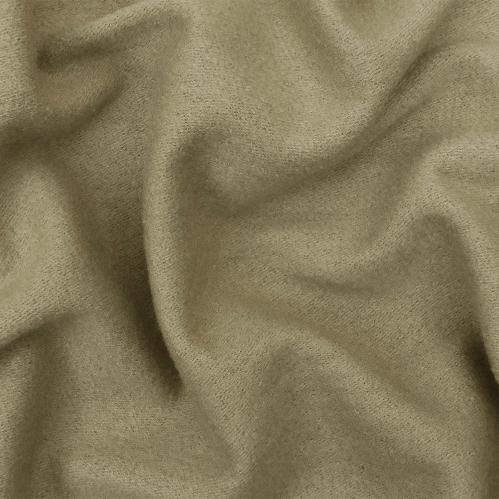 Beige Solid Wool Poly Double Brushed Knit Jacketing Fabric - Image 2