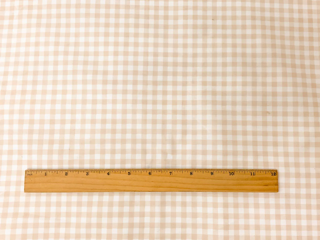Beige-White Gingham Water Repellent Board Short Woven Fabric - Image 4