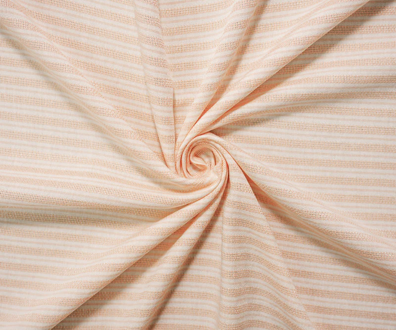 Beige-White Rayon Cotton Stripe Dobby Woven Fabric - Image 2