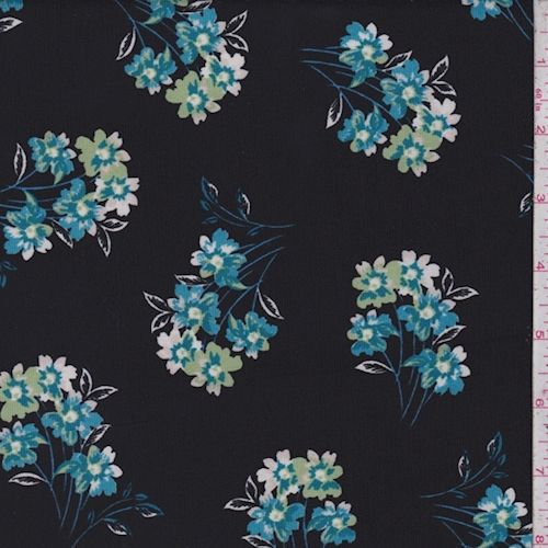 Black/Aqua/White Deco Matte Jersey Knit Fabric - Image 2