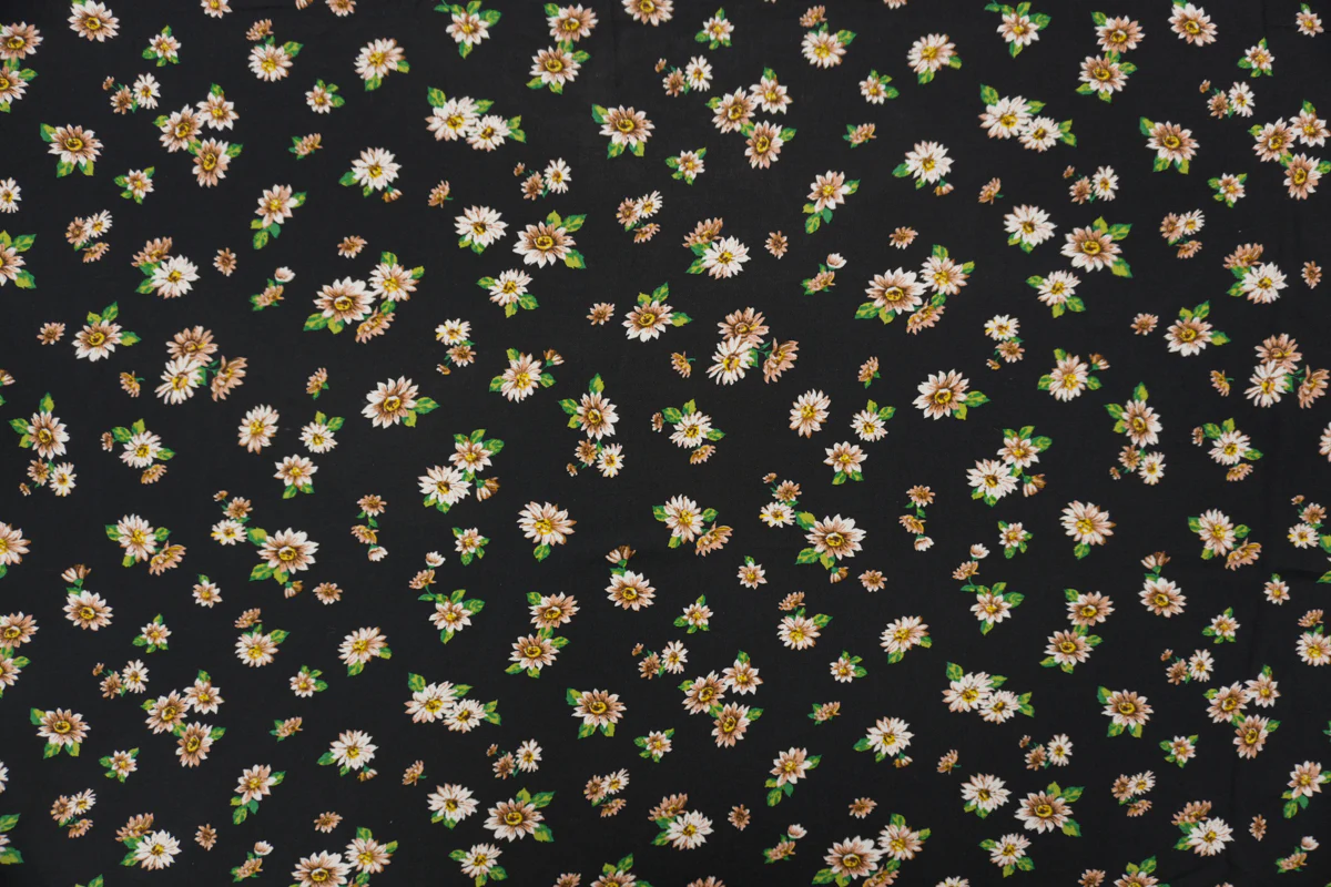 Black-Beige-Multi Rayon Floral Printed Challis Woven Fabric - Image 3