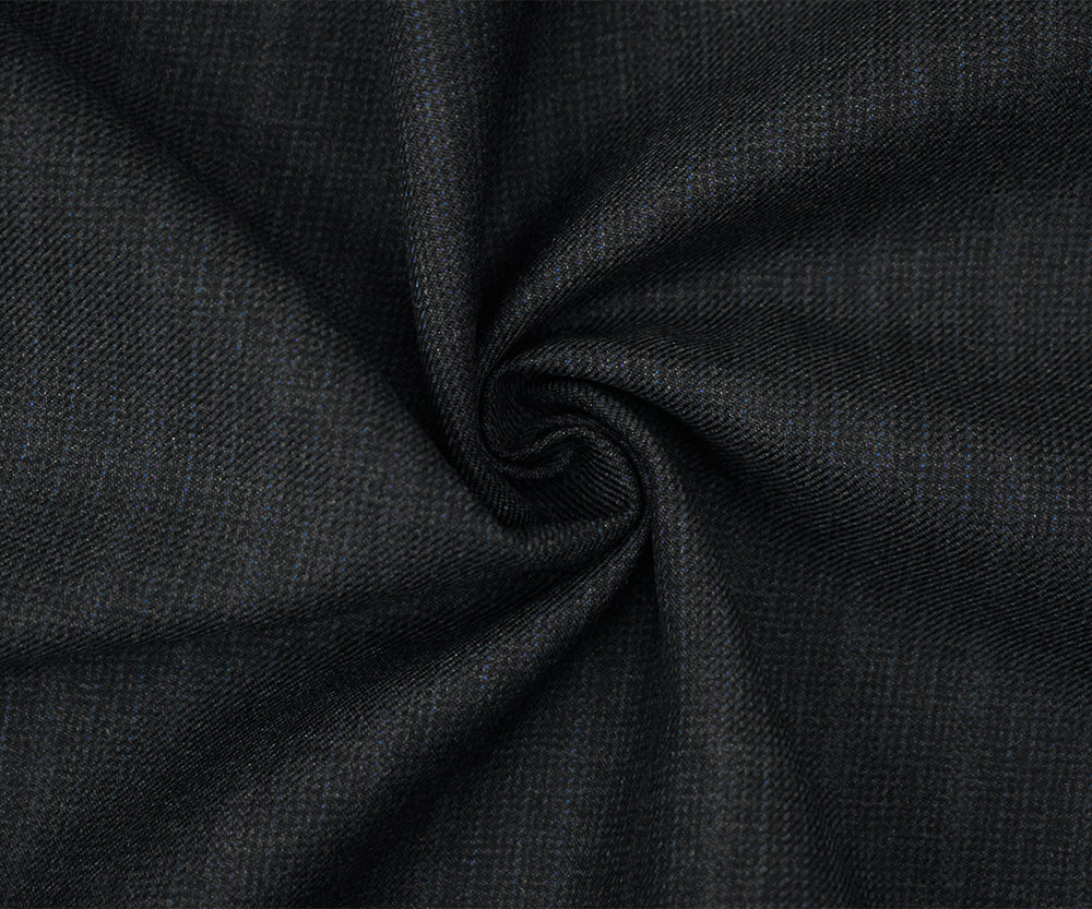 Black-Blue-Multi Wool Polyester Texture Stripe Twill Suiting Woven Fabric - Image 3