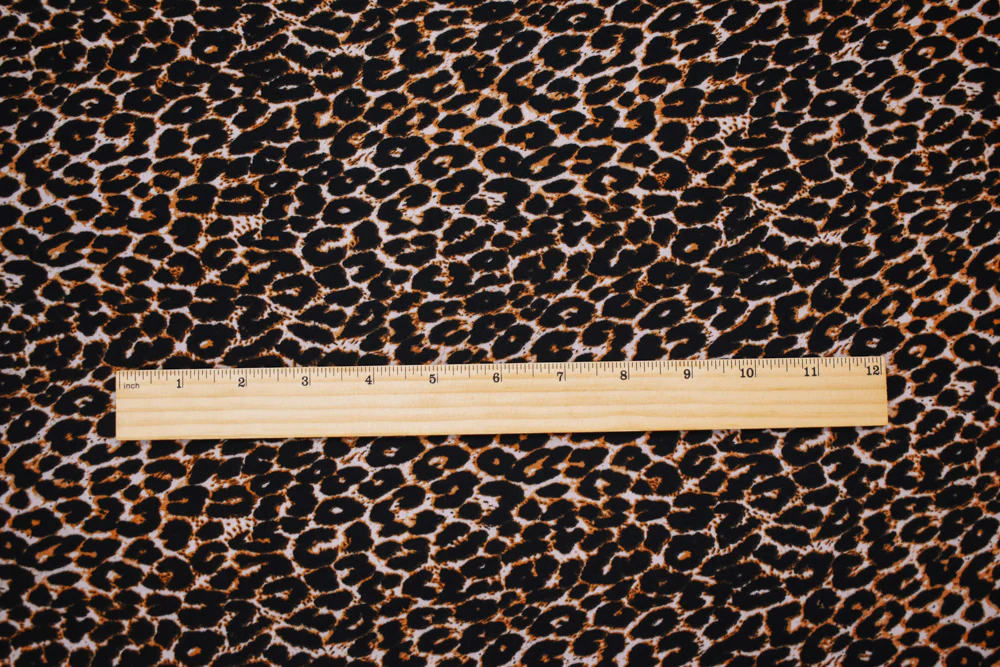 Black-Brown-Beige Polyester Cheetah Printed Matte Jersey Knit Fabric - Image 2